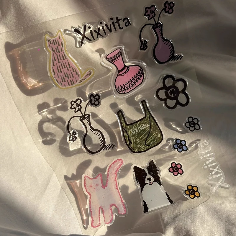 لطيف الكرتون أكياس الحيوانات الأليفة ثلاثية الأبعاد هلام ملصقات شفافة الراتنج هلام ذاتية اللصق الديكور DIY بها بنفسك الحالات الهاتف أجهزة الكمبيوتر اللوحية #2