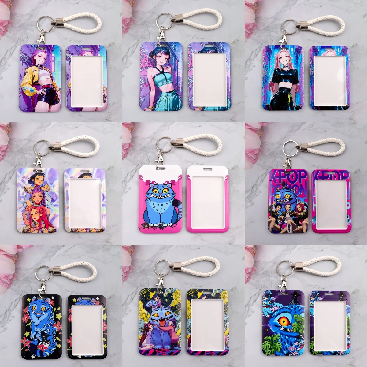 

K-pop Anime Girls Group Cardholder with Lanyard Keychains ID Card Protective Mobile Phone Rope Keyring Cosplay Accessories Gifts
