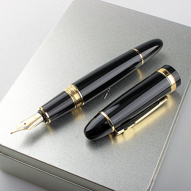 Imagem -03 - Jinhao-médio Smooth Nib Fountain Pen Ouro e Prata Lixo Médio Pen Canetas Coloridas Escola Material de Escritório Estacionário High-end 159