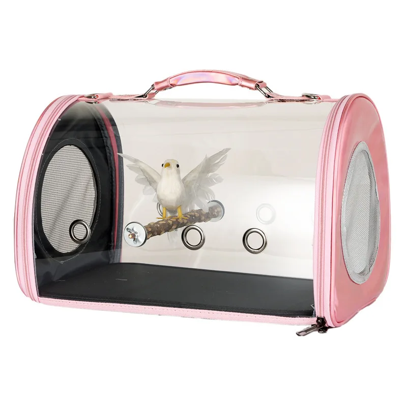 Portable Clear Bird Parrot Transport Cage Breathable Bird Carrier Travel Bag Small Pet Rabbit Guinea Pig Chinchilla Outdoor Bag