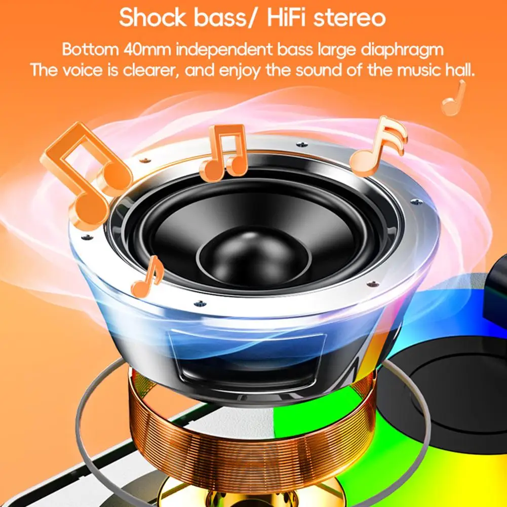 Soporte de teléfono móvil 3 en 1, Altavoz Bluetooth, Banco de carga, puede hablar, luz giratoria plegable, altavoz estéreo Bluetooth con soporte