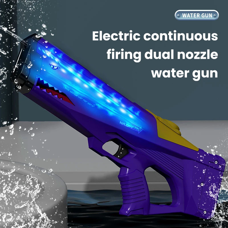 Summer Electric Water Gun Double Spray Fully Automatic Continuous Shooting Toy Gun Laser Large Capacity Water Playing Toy