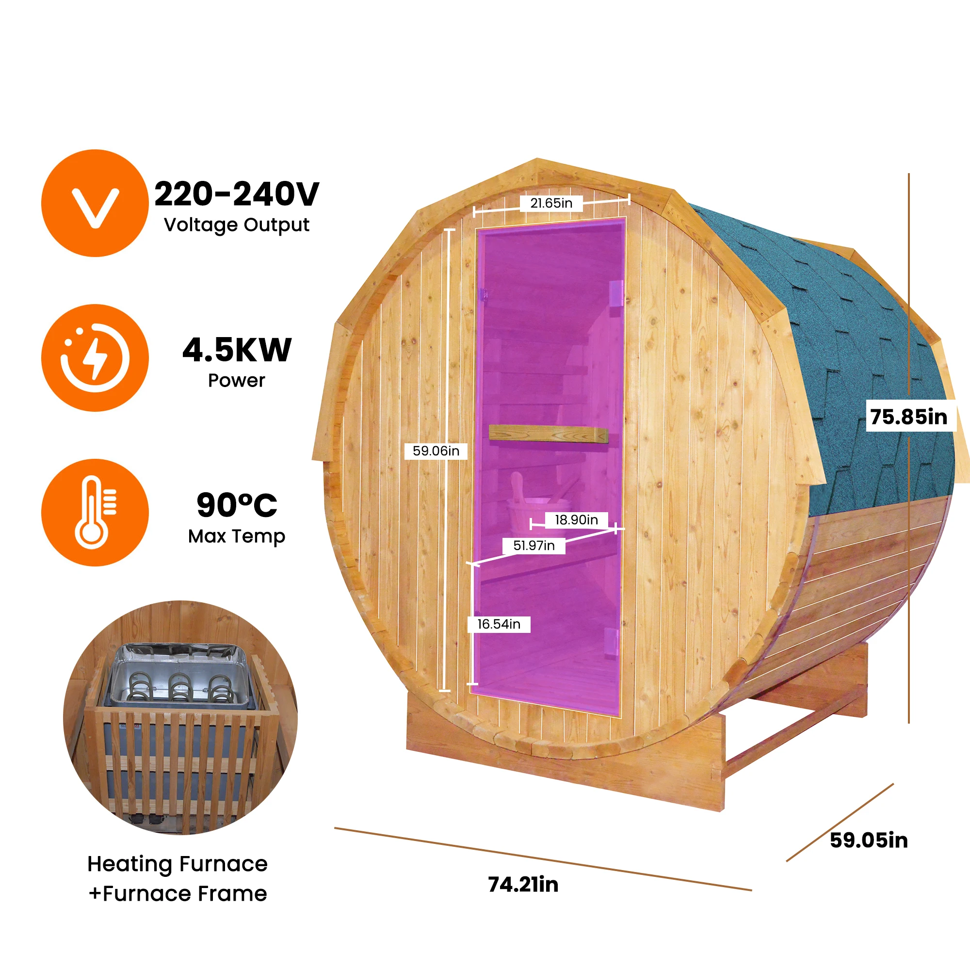 Luxury Indoor Outdoor Wooden Sauna Cabin Heating Home Use Dry Sauna Equipment  Sauna Room