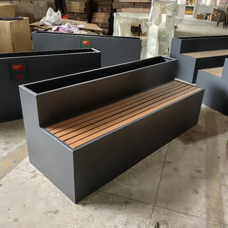 家庭用屋外ステンレススチール製シートシートスツールカードシートフラワーボックス組み合わせ錬鉄製正方形商業街休憩用スツールl