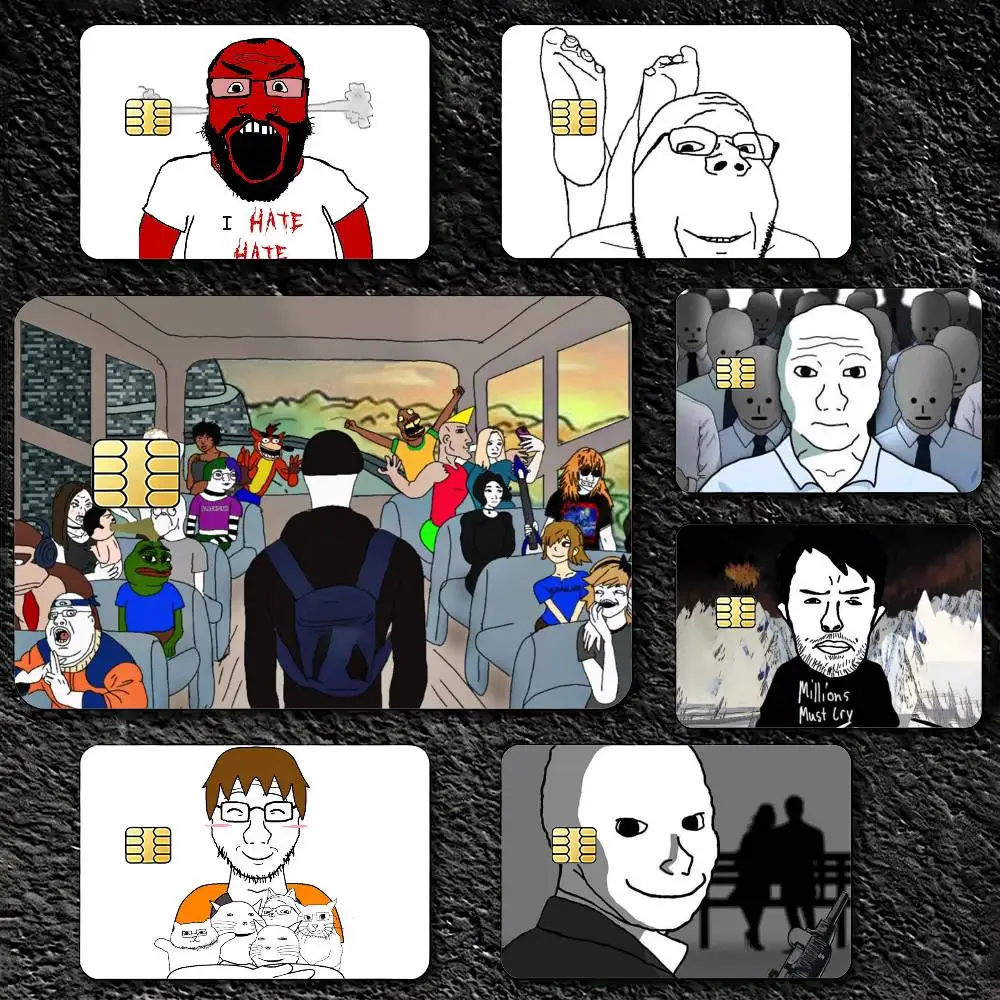 Wojak Soyjak Its Over Decorative Waterproof Film Skin Cover Credit Card Stickers Debit Front Bank Bus Pass