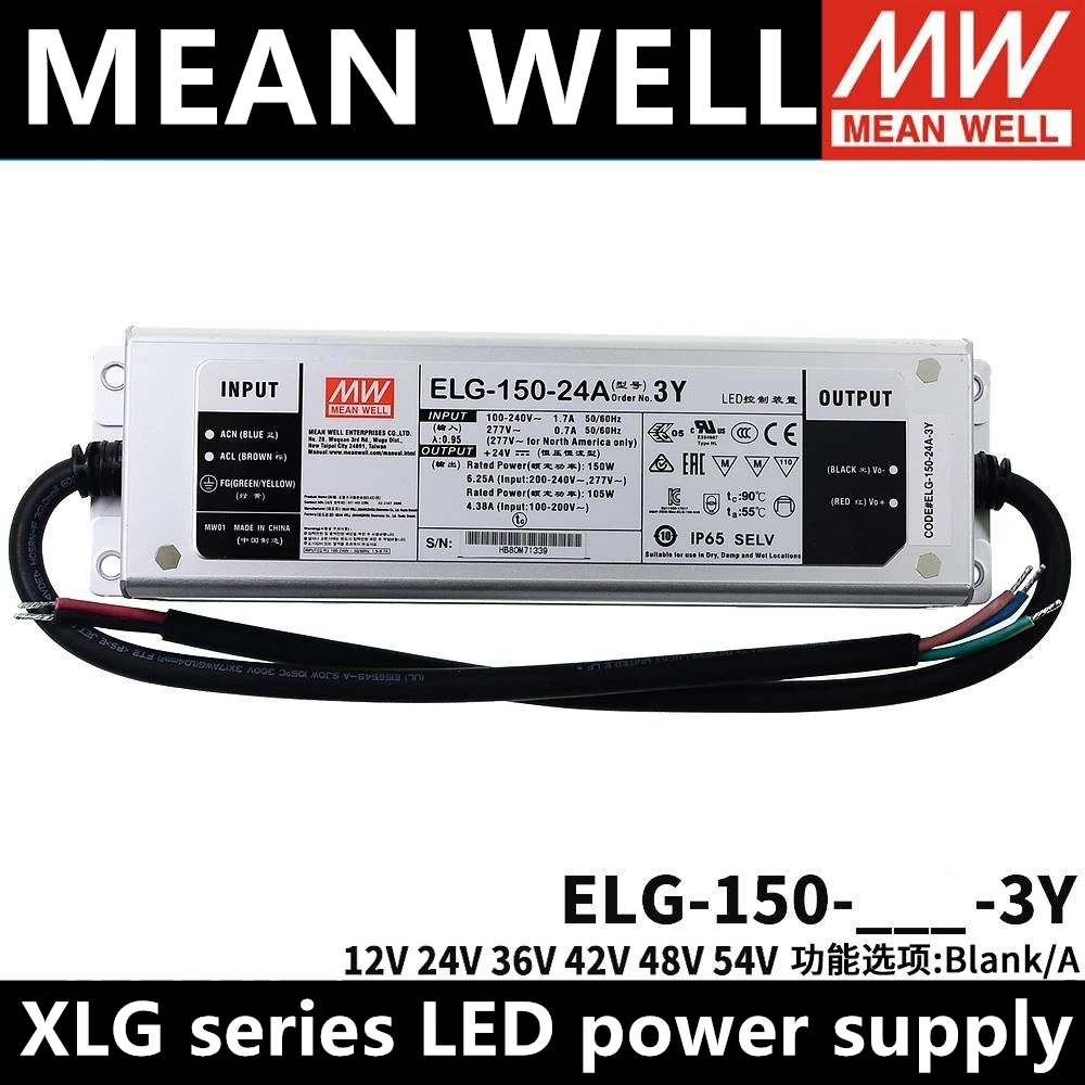 

MEAN WELL ELG-150-12A-3Y ELG-150-24A-3Y ELG-150-24B-3Y ELG-150-24-3Y ELG-150-36A-3Y ELG-150-48A-3Y Waterproof power supply 54A