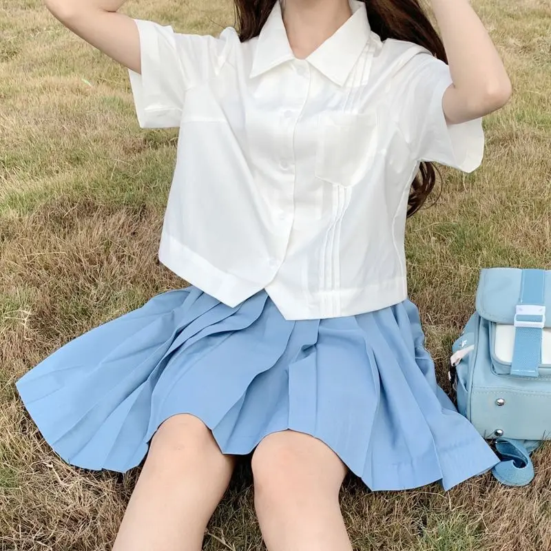 Bianco ort Sve Chiffon JK School Sle irt Donna Estate Faionable Versatile Top di piccole dimensioni Coreano Sle Loose Fit