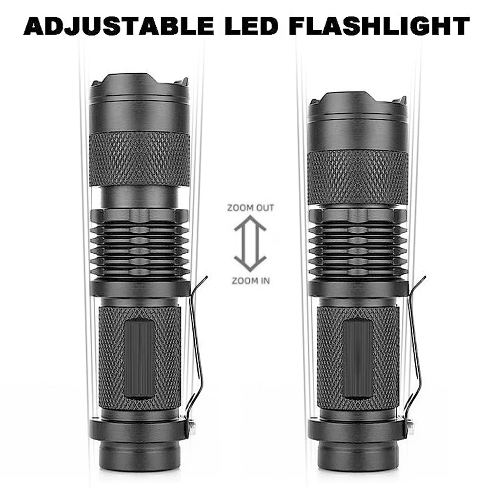 Small Mini Strong Light LED Fill Light Flashlight White Blue Green Red Four Light Sources Adjustable Focus FOR14500 Battery