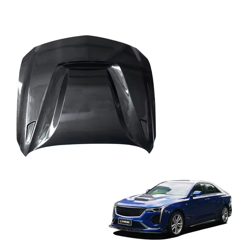 

Langyu Car Accessories Front Bonnet Carbon Fiber Engine Cover for Cadillac CT4 Upgrade GTS Style Engine Bonnet Hood
