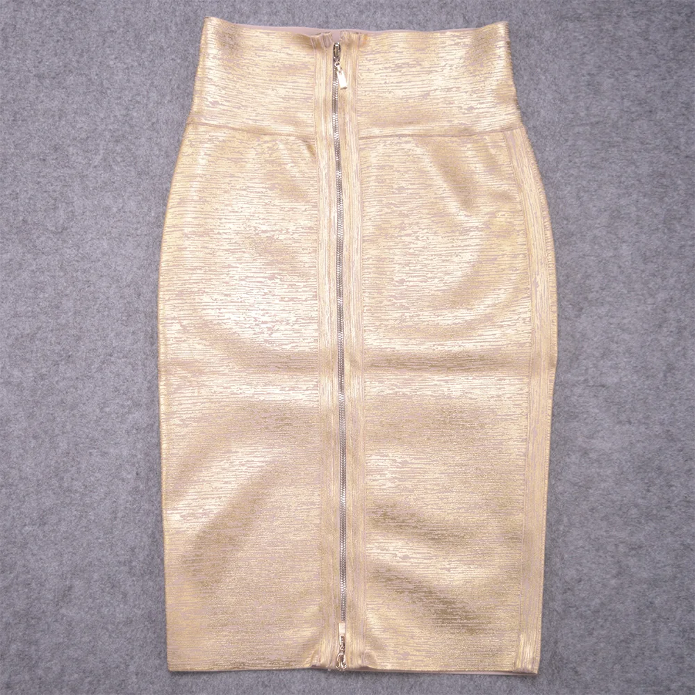 Hqbory sexy luxo ouro bandagem saias verão feminino senhoras festa clube cintura alta bodycon lápis saias noite xl saias