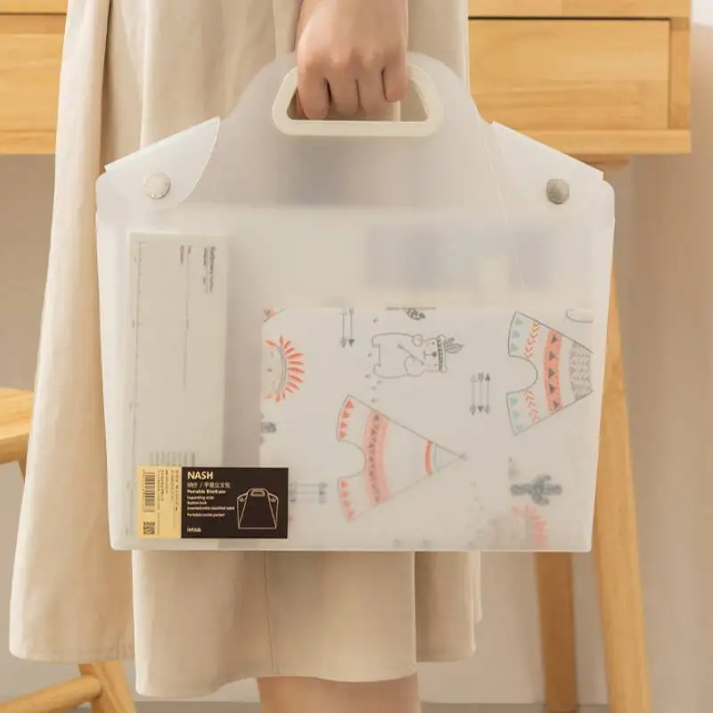 Simple Transparent Handheld File Folder Document Large Capacity Multifunction Handheld Bag PP A4 Paper Folder Office Supplies