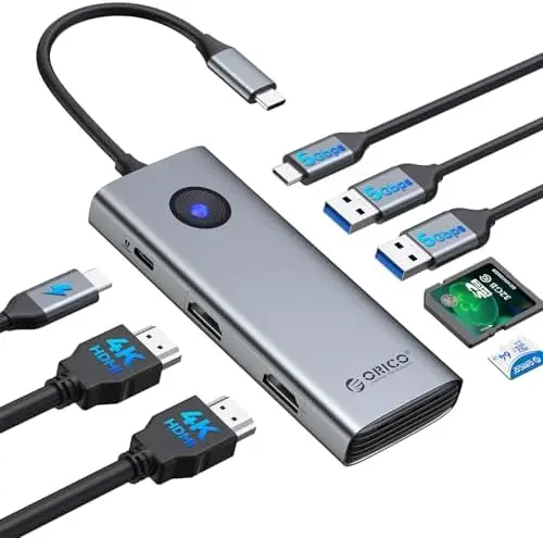 

Портативный USB-хаб 8-в-1 с поддержкой мониторов и зарядкой для ноутбуков!