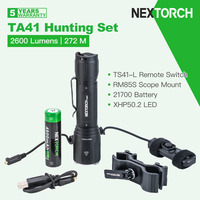 Nextorch TA41 Tactical Flashlight Hunting Set with Remote Switch & Scope Mount, 2600 Lumens 272m Beam,21700 Battery Rechargeable