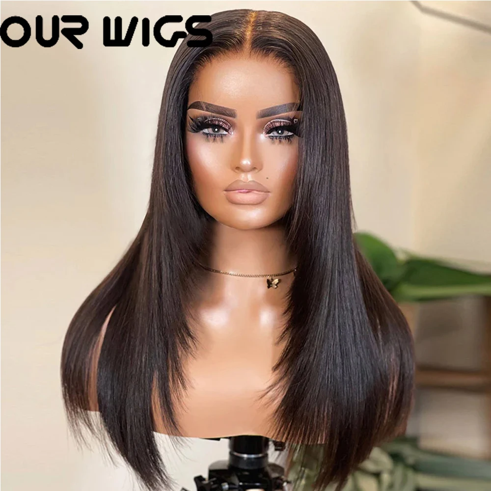 

Layered Cut Lace Front Wigs Synthetic 613 Pre Plucked Natural Hairline Layered Straight Lace Frontal Wigs for Women Glueless Wig