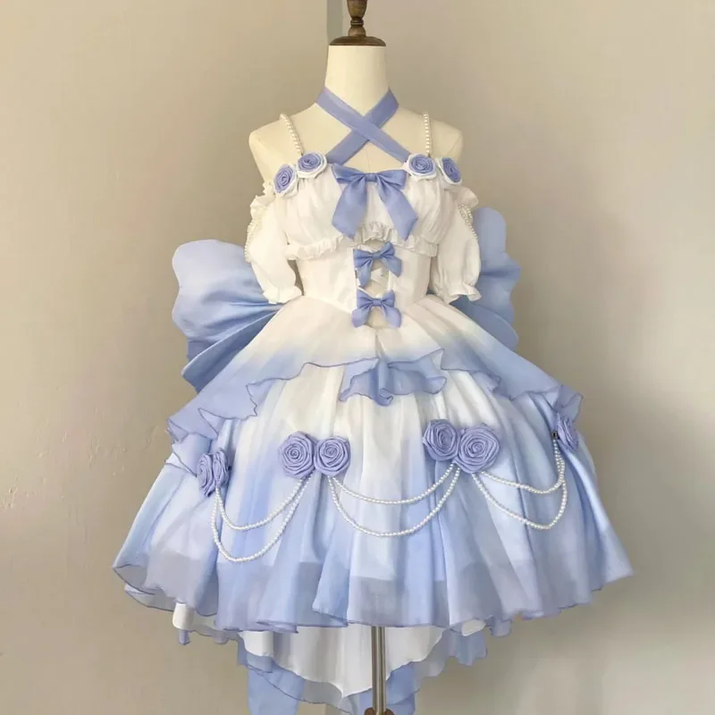 Vestido de fiesta de boda Y2k Lolita, vestido Vintage elegante estilo Lolita para mujer, bonito vestido Kawaii de encaje con volantes, vestidos de princesa Coaplay góticos