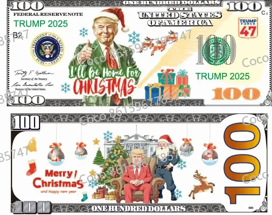 New 45-47th President United States Donald Trump Gold Bills Golden Notes Cards Make America Great Again Christmas Gift