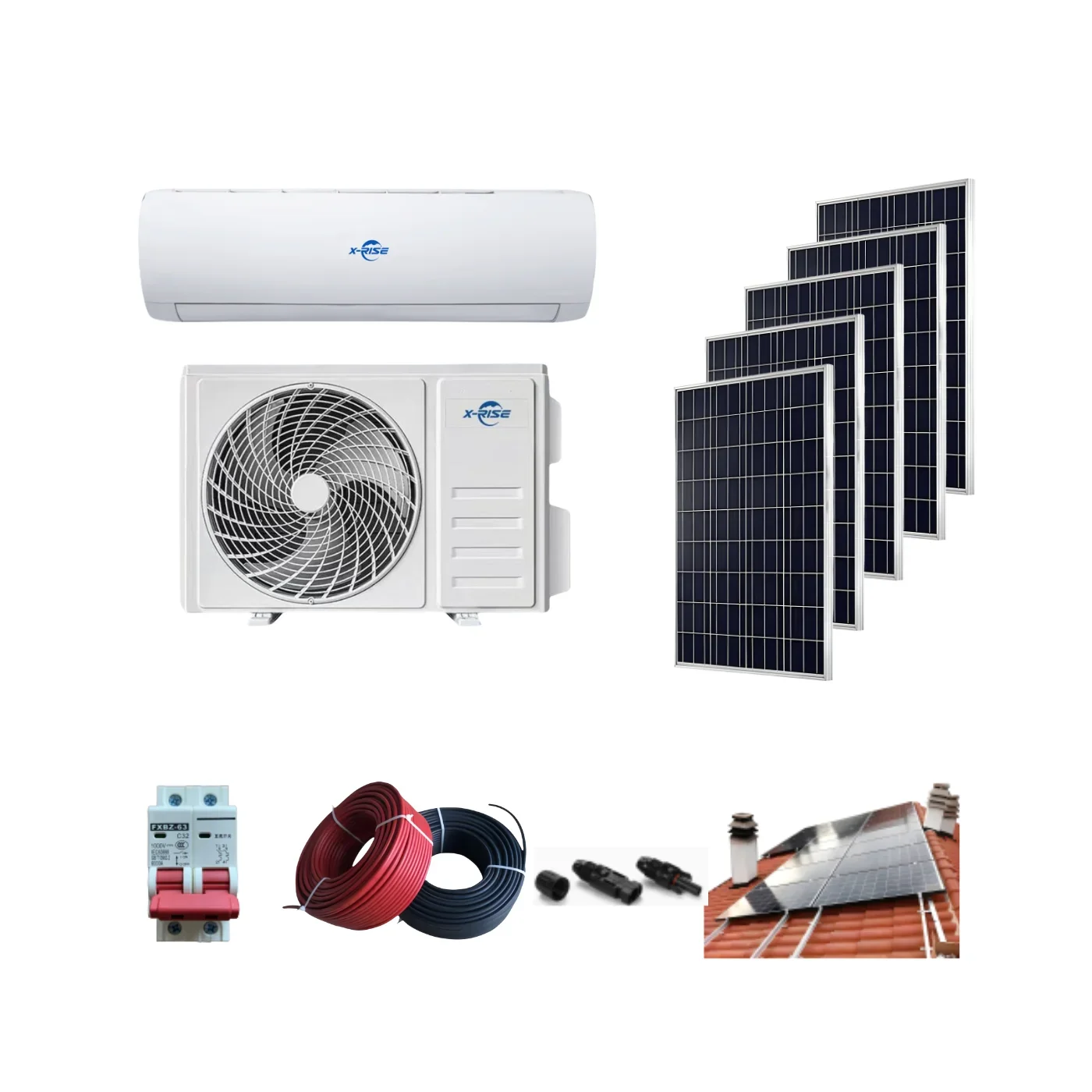 YYHC-12000 Economically affordable refrigeration Low carbon lifestyle Hybrid wall mounted solar air conditioning