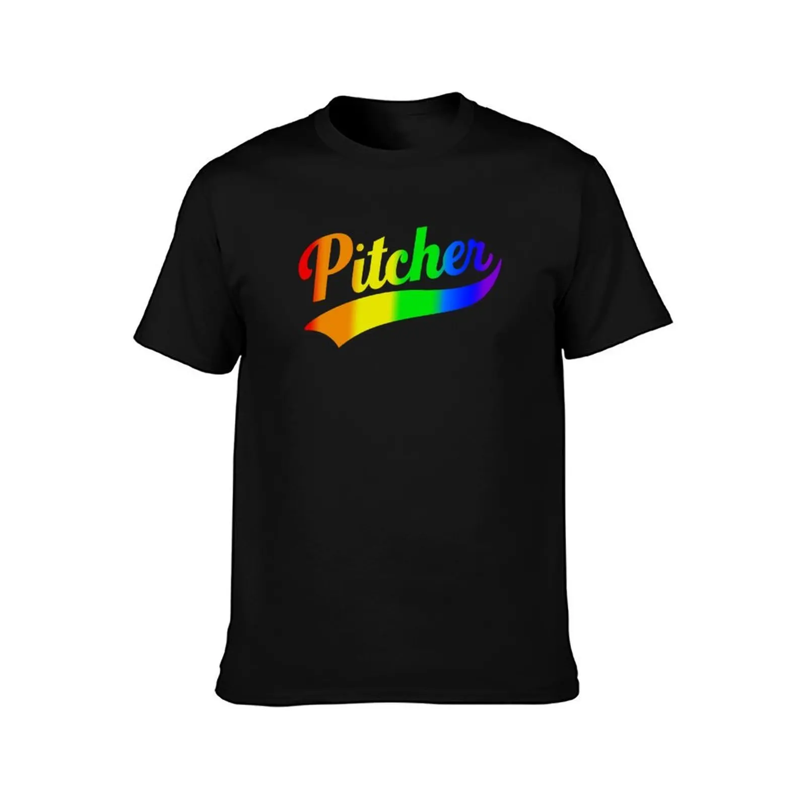 Gay Pride, Pitcher T-Shirt, Summer Casual Cotton Tee, Oversized Streetwear Tops, Vintage Graphic Print, Loose Fit Short Sleeve