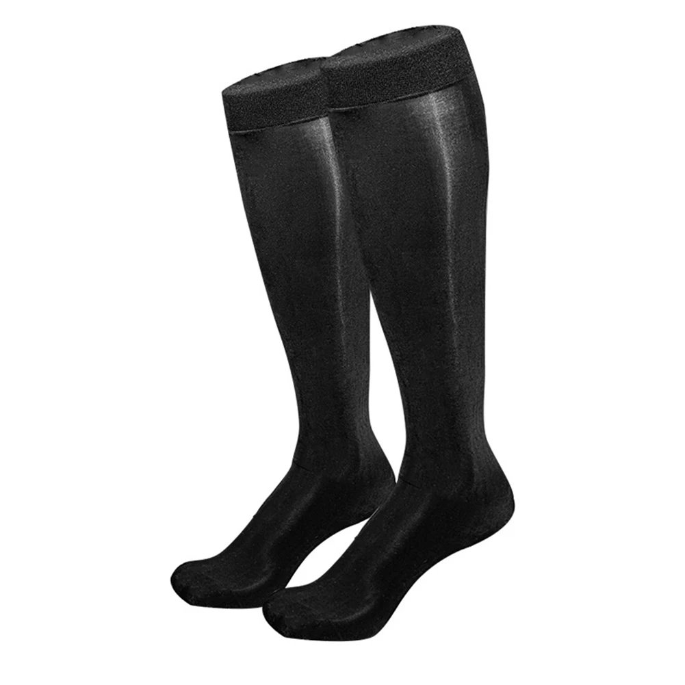 Preto de seda elástico sheer meias longas óleo brilhante masculino meia-calça de seda elástica masculino náilon seda elástico item