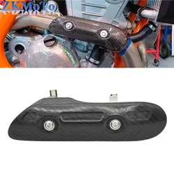 Motorcycle Carbon Fiber Exhaust Heat Shield Protector For Huqvarna FX FE 230 350 450 501 2017-2023 For KTM EXC EXCF 2007-2023