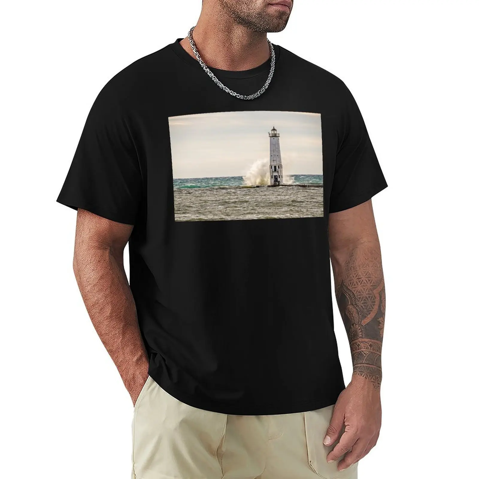 

Big Wave Crashing into the Frankfort Light T-Shirt funny meme t-shirts new edition men workout shirt