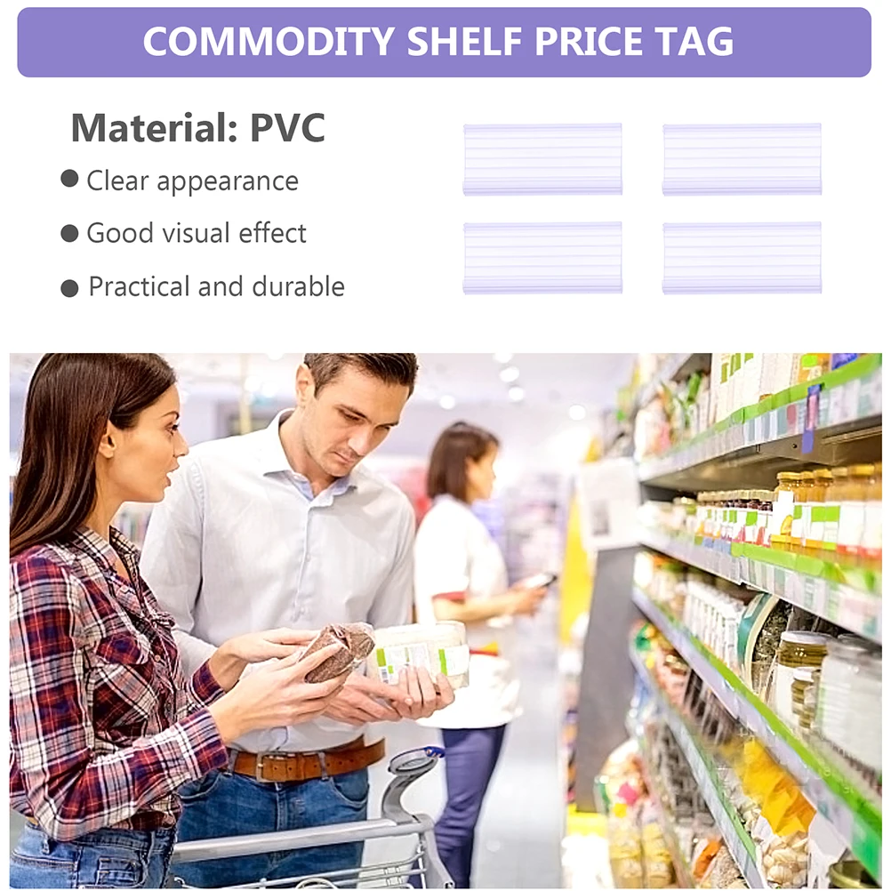 

40 Pcs PVC Transparent Arc-shaped Storage Rack Plastic Label Holders Price Tag Sign Display Retail Wire Shelf Clip on Basket
