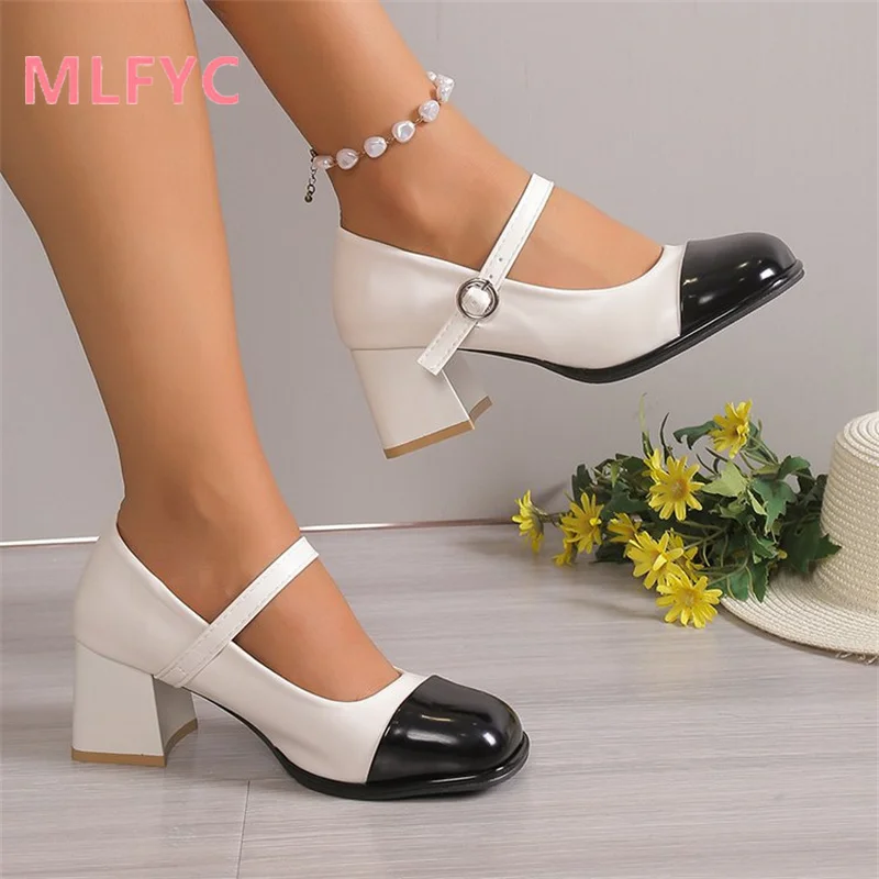 Single Shoes Women's 2023 New Square Head High Heels Spring and Autumn Matching Skirt Wearing High Heels women shoes mujer