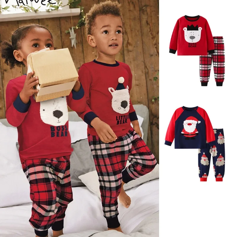 

Christmas Kids' Homewear 2025 Fall/Winter New Arrivals Cartoon Fashion Warm Boys' Girls' T-Shirt Cotton Cute Baby Santa Costume