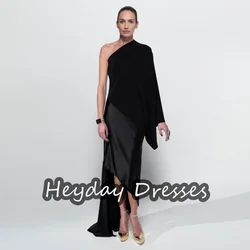 Heyday Crepe Mermaid One-shoulder Ruffle Saudi Simple Prom Gown Ankle Length Elegant Evening Party Dresses For Women 2024