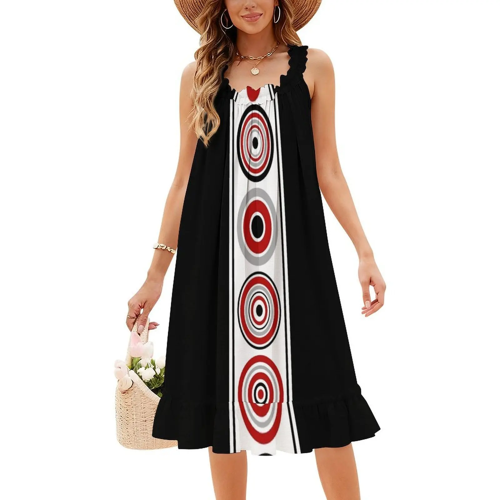 فستان عطلة مثير بتصميم ريترو ملون للنساء على الشاطئ وحفلات أعياد الميلاد فستان قصير بتصميم ريترو ملون #4