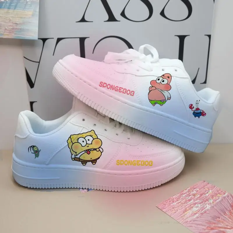 2024 Spring New SpongeBob SquarePants plus size colorful Small White With Thick Soles Low Top Board gril women Shoes