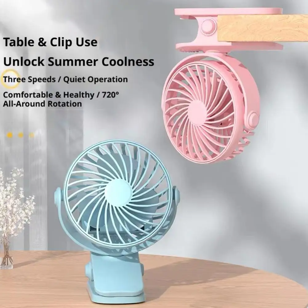 

Clip Mini Fan 720 Degree Swivel Design Portable Rechargeable Built Night Light USB Powered Quiet Personal Cooler Indoor Outdoor