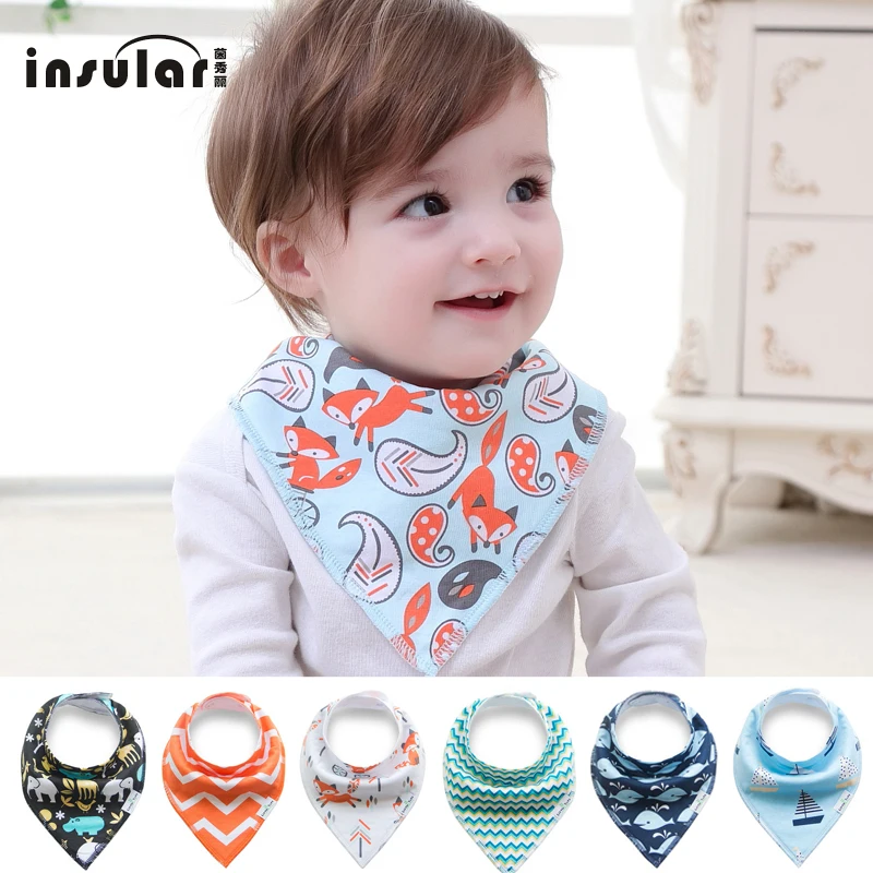 

100% Cotton Double Layers Cartoon Character Baby Bibs Soft Cotton Fiber Newborn Burp Bib Apron for Babies Towel Kid Bandana