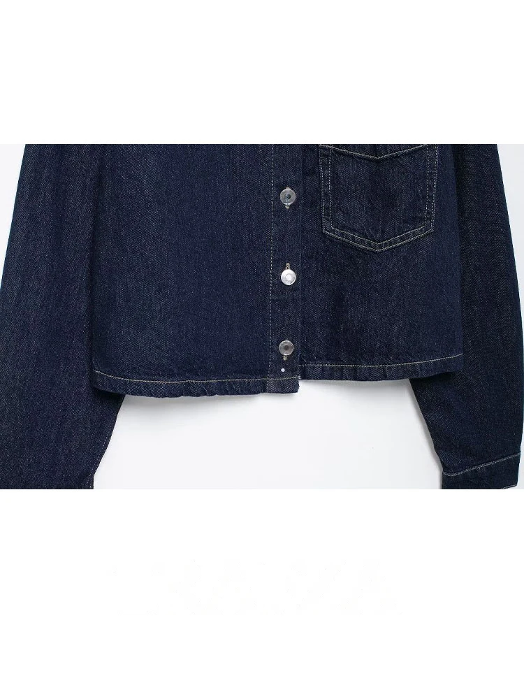 HH المرأة الخريف مجموعة الصلبة بدوره إلى أسفل طوق جيب واحدة الصدر قميص دينيم عالية الخصر الدانتيل متابعة الجينز الإناث بدلة على الموضة