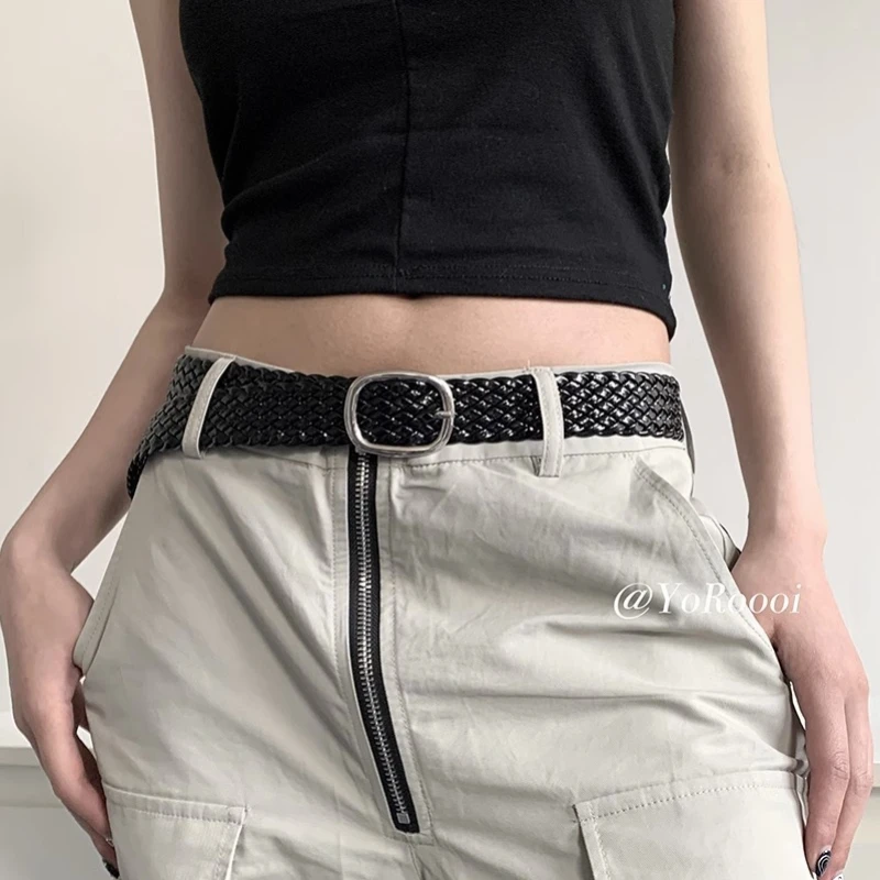 2023 Niche Design Sense Ins Students Weaving Pin Buckle Belt Simple Korean All-match Belt Accessories Women