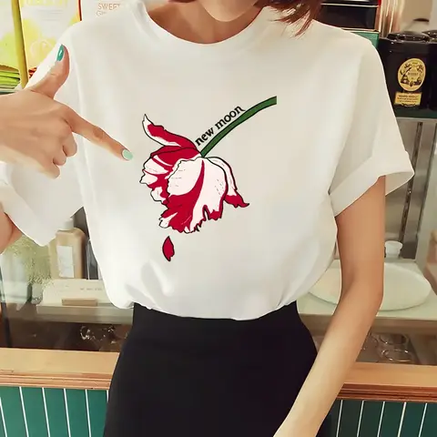 T-shirt manches courtes col rond femme, estival et décontracté, à la mode, Edward Cullen MACTwilight Robert Pattinson