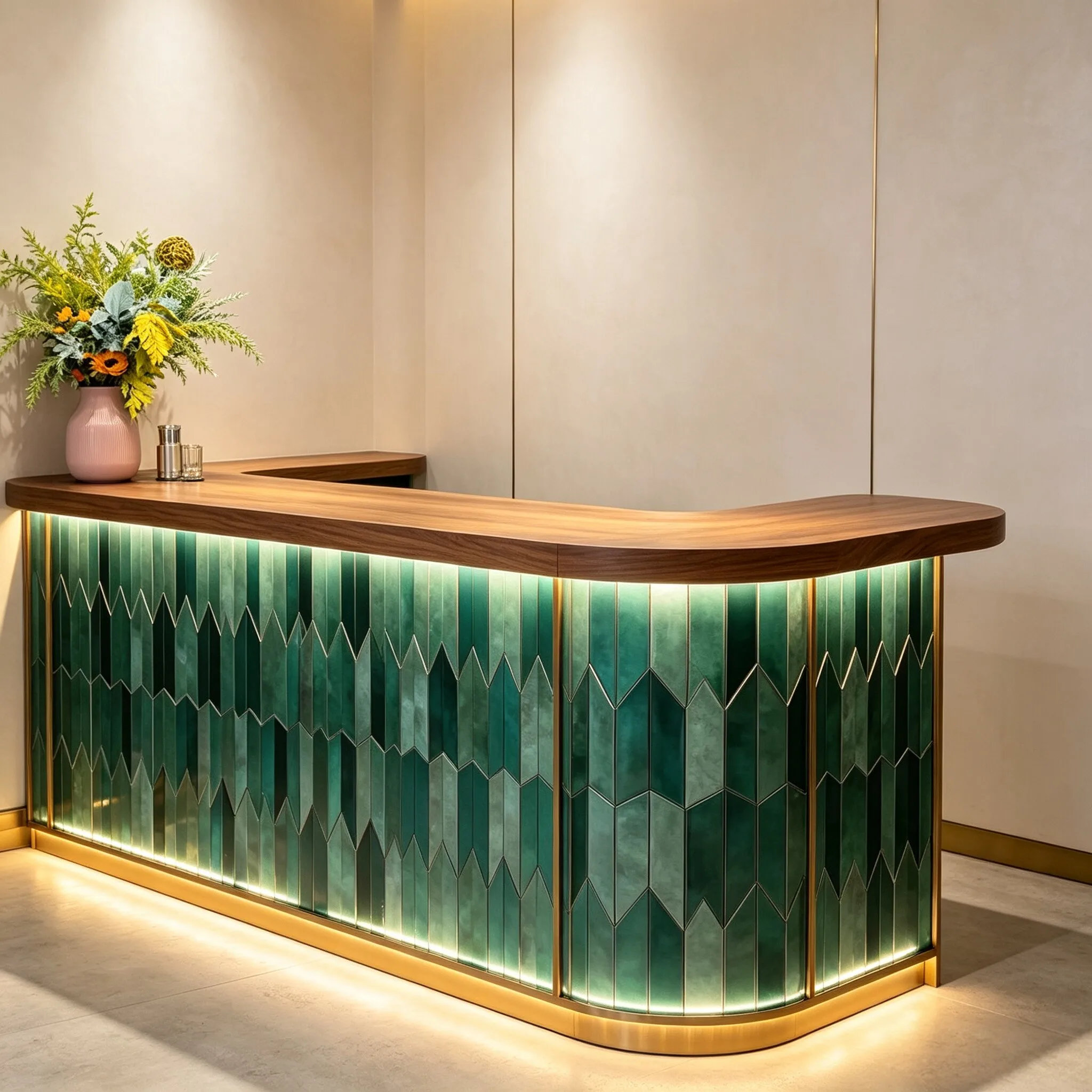 *Y Luxury Restaurant Lounge bar Counter in Modern Design Green Color Reception Desk