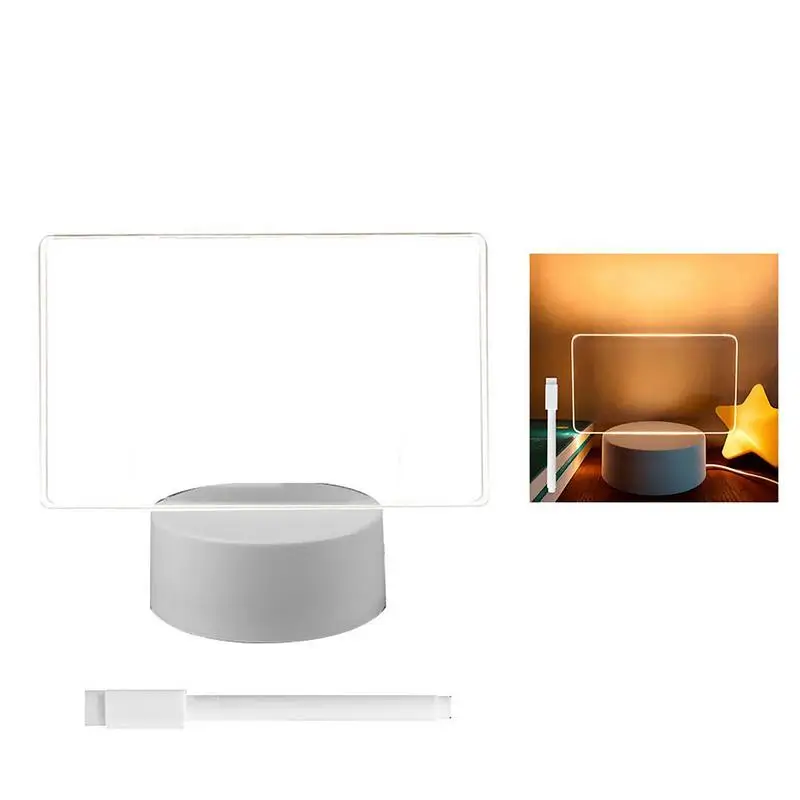 Acrylic Dry Erase Board Night Light Desktop Note Board With Pen LED Letter Message Board Night Light Rewritable Acrylic Memo