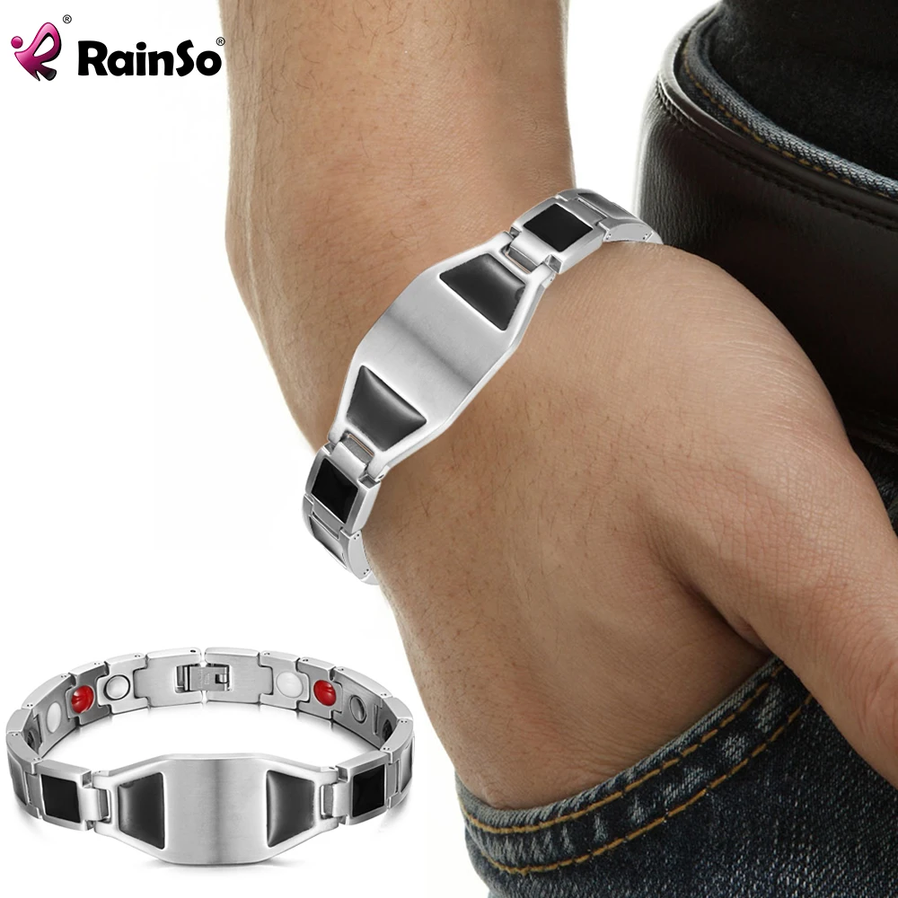 Rainso Jewelry For Men Bracelet Bio Energy Health Magnetic Bangle for Arthritis  New In Stainless Steel Bracelet Gift For Friend