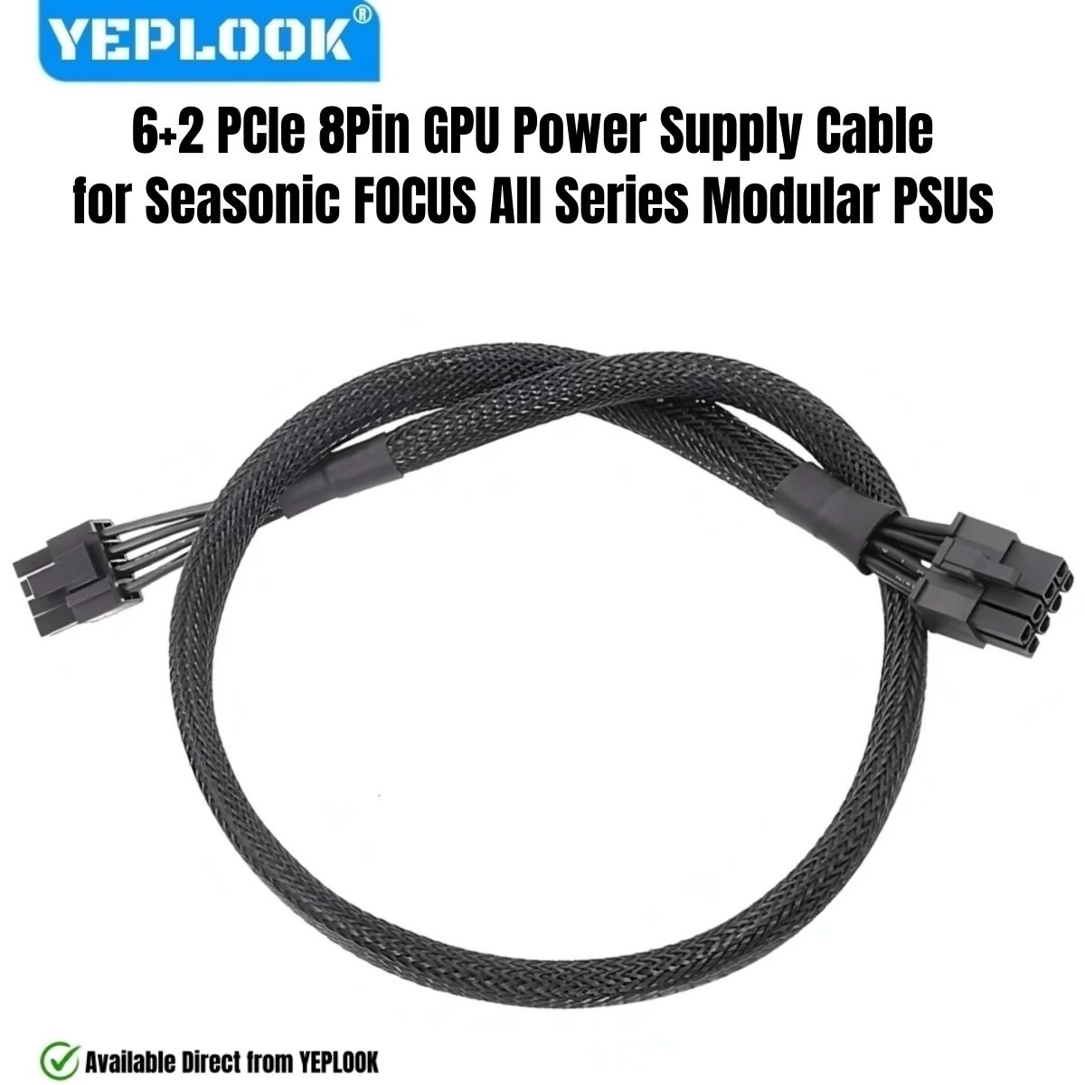 PCI-e GPU Power Cable 8Pin 6+2 Braided Net for Seasonic FOCUS 550W, 650W, 750W, 850W, 1000W, 1300W Platinum& Gold Modular Powers