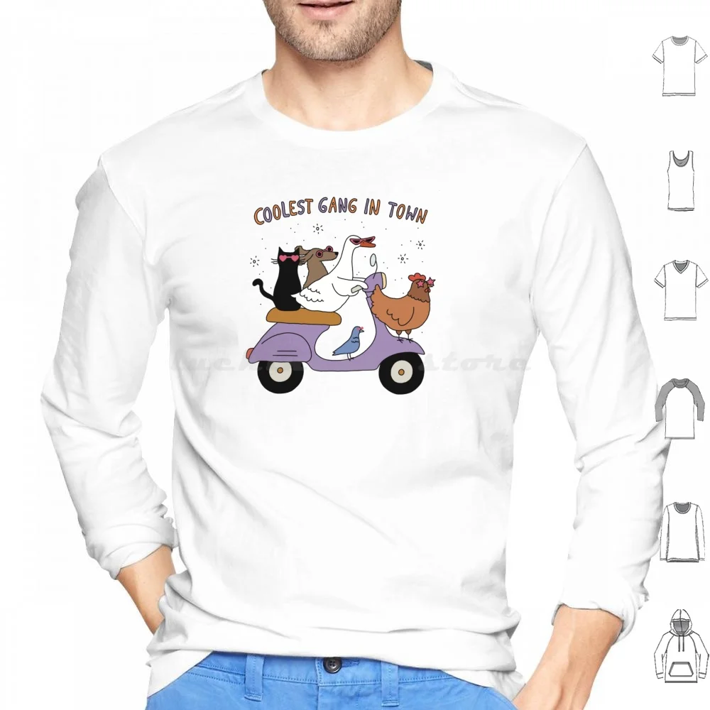 Coolest Gang In Town Hoodie cotton Long Sleeve Cool Driving Animals Cute Sunglasses Cruising Vibe Holidays Summer