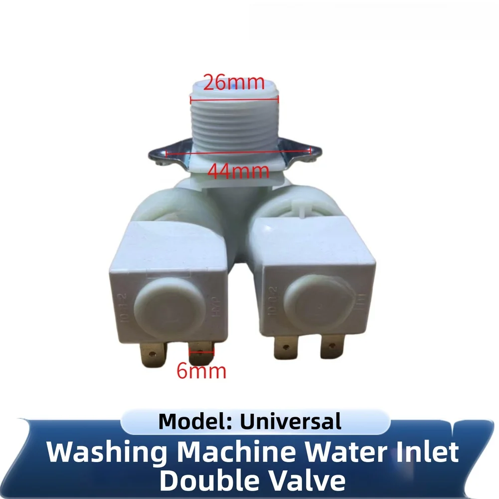 Washing Machine Inlet Solenoid Valve Dual Function 220V 240V White Plastic Replacement Compatible with Many Brands