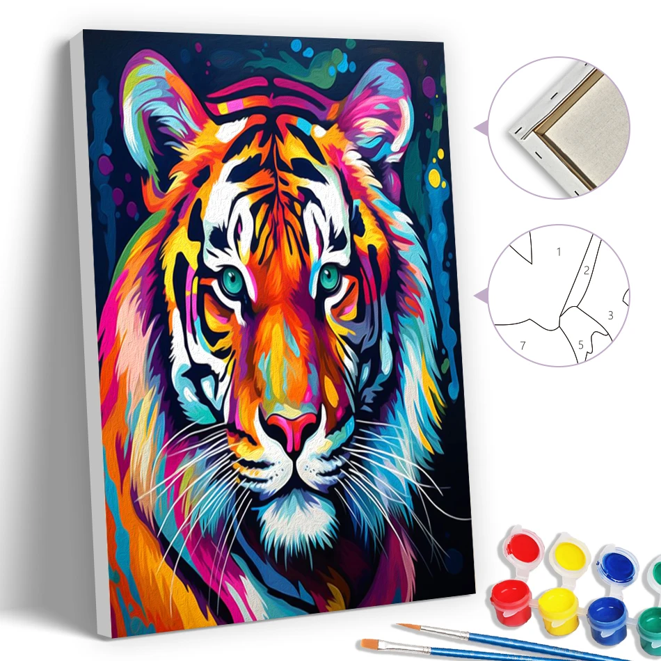 

SDOYUNO Simple Painting By Numbers Leopard Tiger Modern Pictures Diy 20X30cm With Frame Art Supplies Acrylic Artwork Home Decor