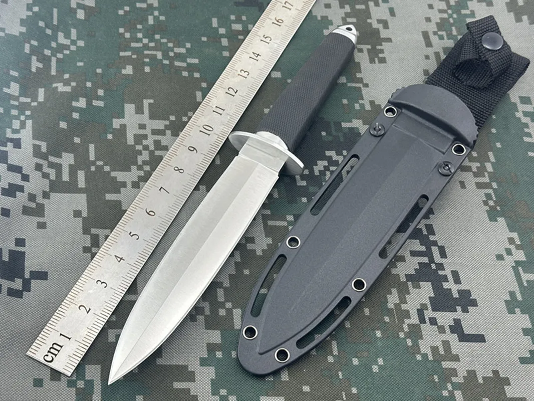 Outdoor double-edged straight blade integrated high hardness camping hunting tactical knife, desperate survival knife