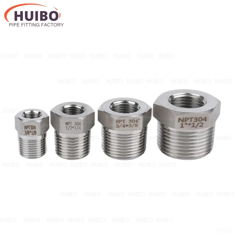 1pcs High Pressure Reducing Bushing NPT PT Thread Pipe Fitting 1/8 1/4 3/8 1/2 3/4 1 1-1/4 Adapter 304 Stainless Steel Connector