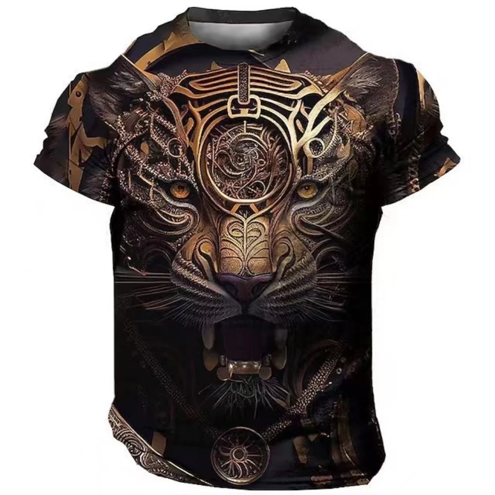 Summer Casual T Shirt Animal Pattern Top Domineering Lion 3D Print Men's T ShirtsHarajuku Man Short Sleeve Oversized Streetwear