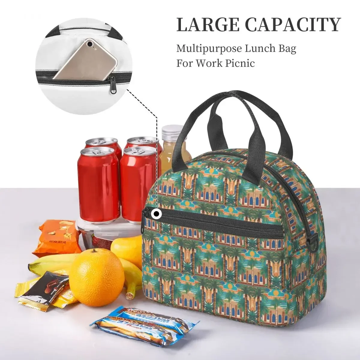 Palace Entrance Insulated Lunch Bag for School Bento Storage Food Boxes Container Cooler Thermal Lunch Box Tote