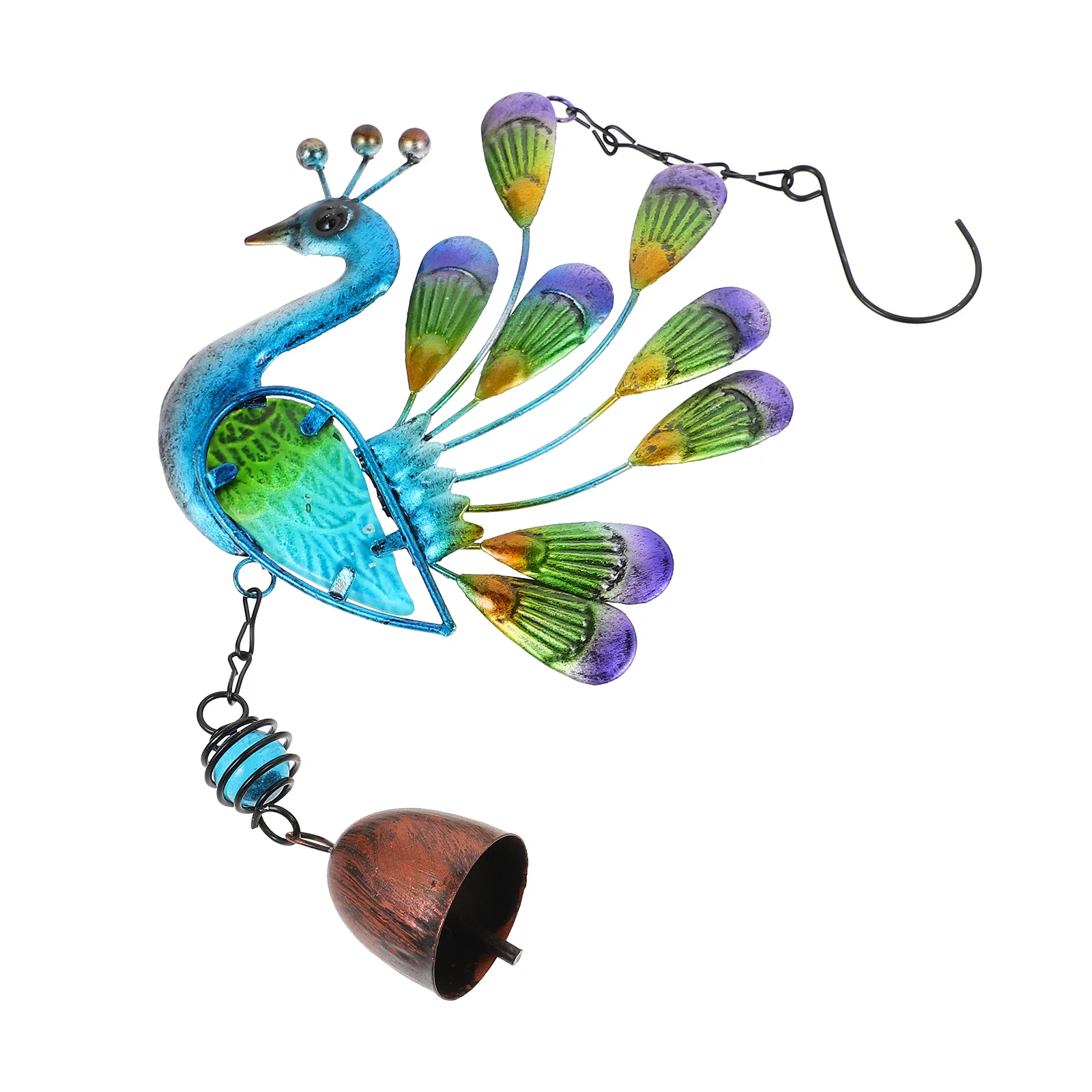 

1pc Color Painted Peafowl Wind Chime Iron Art Hanging Ornament For Garden Backyard Window Door Decoration Outdoor Indoor