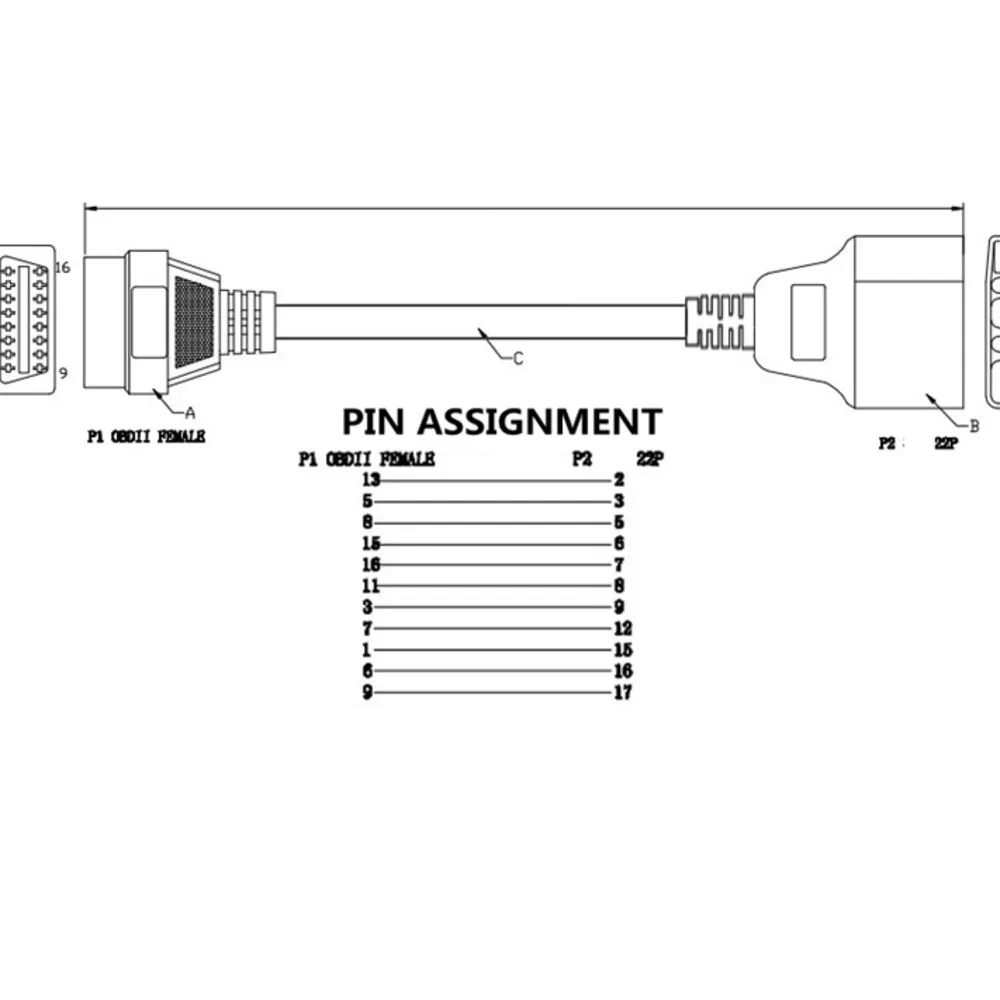 OBD OBD2 Diagnostic Connector 22 Pin To 16 Pin For Toyota 22PIN OBDII Cable Adapter Transfer For Toyota 22Pin To OBD2 16Pin
