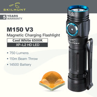 SKILHUNT M150 V3 (Cool White Version, 6500K) Magnetic Rechargeable EDC Flashlight, XP-L2 LED 750 Lumens, with 14500 Battery